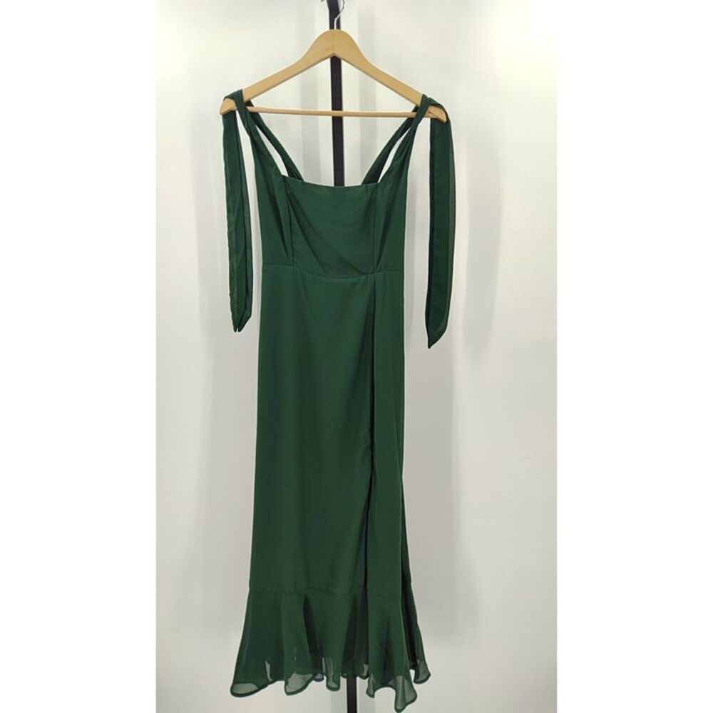 Lulu's Emerald Green Tie-Shoulder Midi Dress